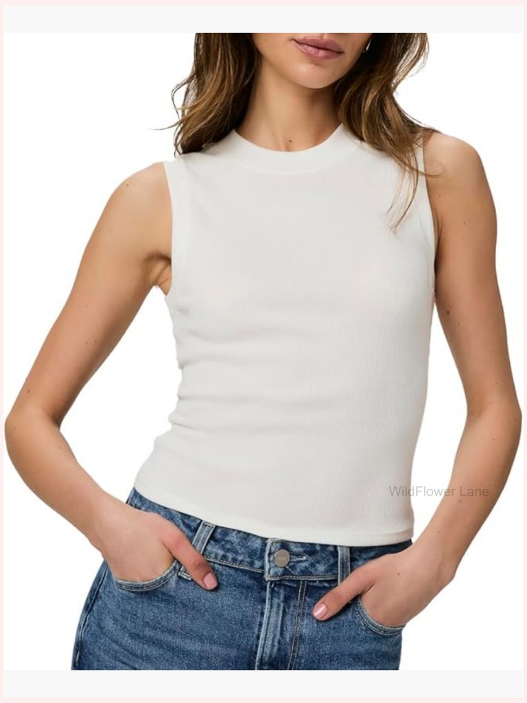 Womens Mollie Tank Top - Short Sleeve Crew Neck Pull On Stretch